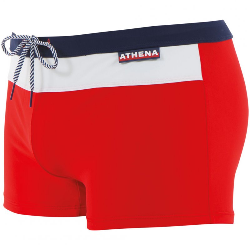 ATHENA Boxer Bain Moulant Homme TRA Rouge Marine