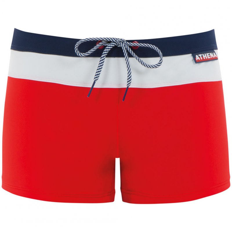 ATHENA Boxer Bain Moulant Homme TRA Rouge Marine