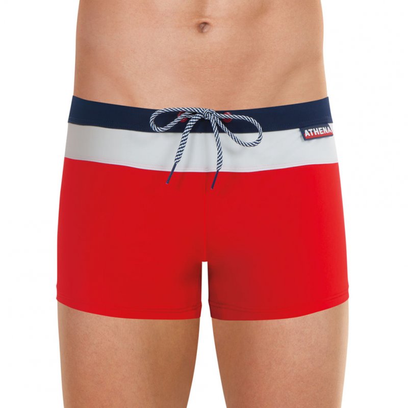 ATHENA Boxer Bain Moulant Homme TRA Rouge Marine