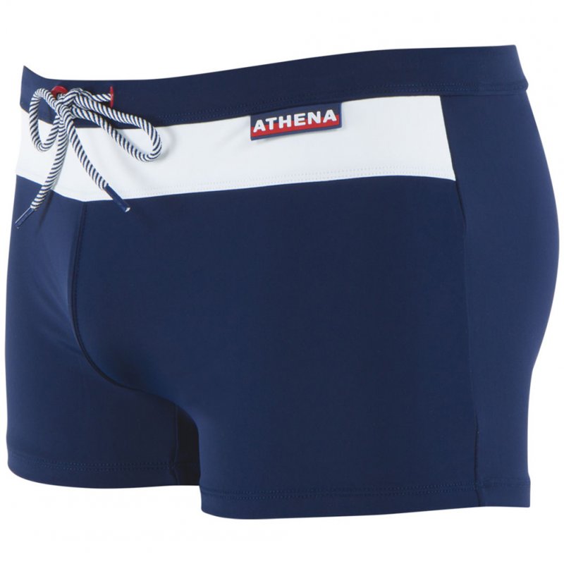 ATHENA Boxer Bain Moulant Homme TRA Marine Blanc