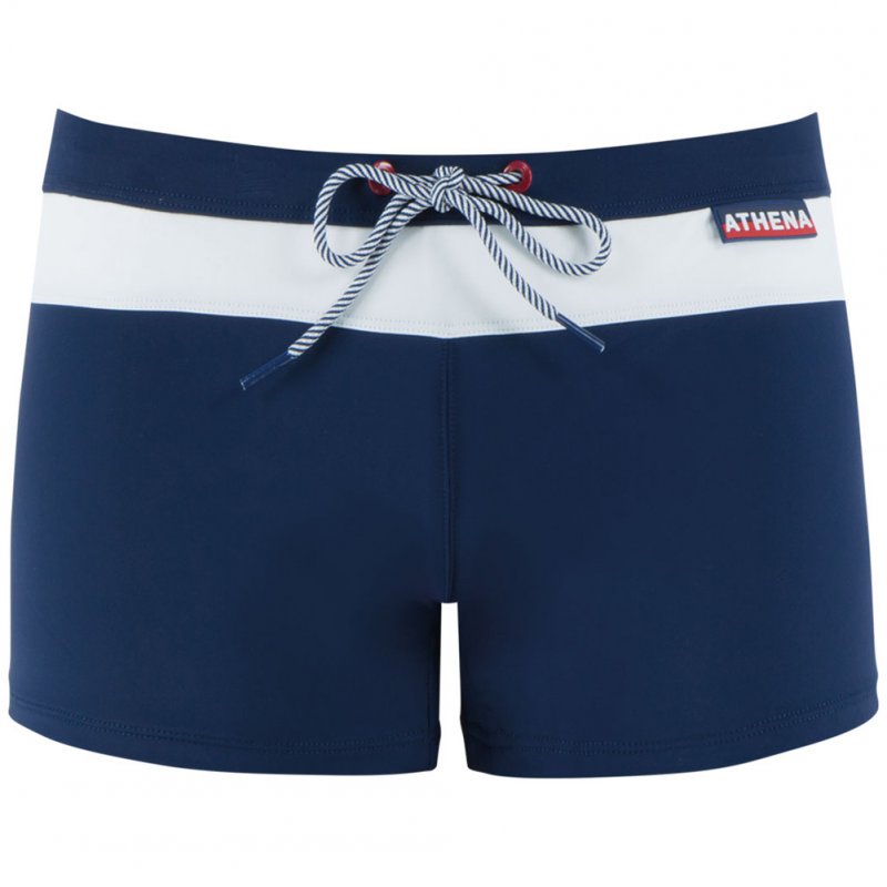 ATHENA Boxer Bain Moulant Homme TRA Marine Blanc