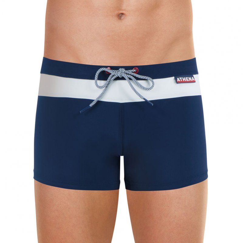 ATHENA Boxer Bain Moulant Homme TRA Marine Blanc