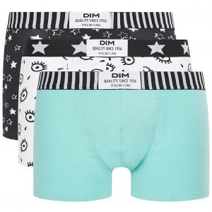 DIM Lot de 3 Boxers Homme Coton VIBES Coup d'oeil Dim star Vert marée