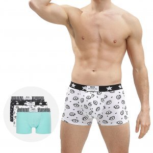 DIM 3 Boxers Homme Coton VIBES Coup d'oeil Dim star Vert marée