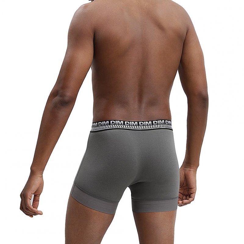 DIM 2 Boxers Homme Coton 3D STAY FIT Vert olive Gris militaire