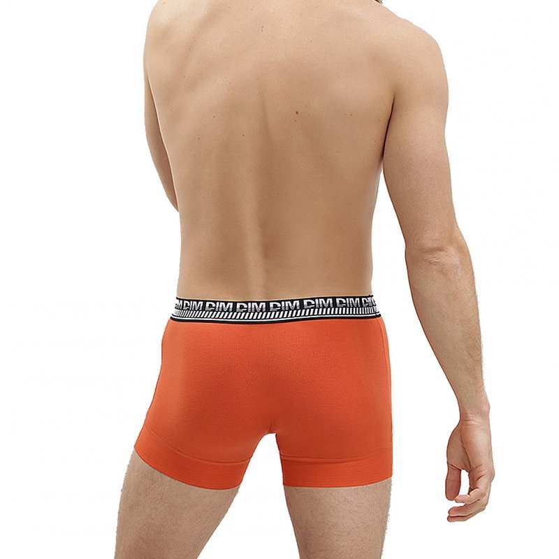 DIM Lot de 2 Boxers Homme Coton 3D STAY FIT Bleu klein Orange nacré