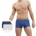 DIM Lot de 2 Boxers Homme Coton 3D FLEX AIR Bleu acier Blanc