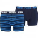 PUMA Lot de 2 Boxers Homme Coton STRIPE Bleu