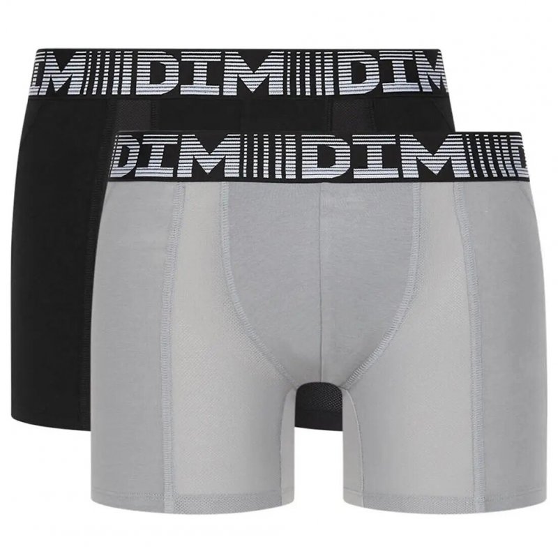 LOT DE 2 Boxer long Sous-vêtements Homme 3D FLEX AIR Noir et Gris