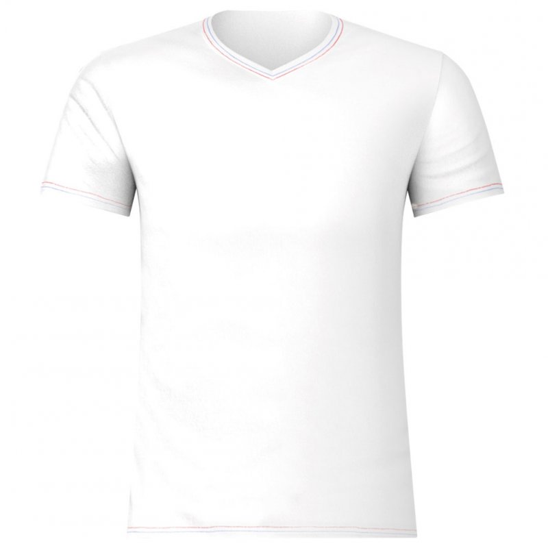 T-shirt manches courtes col en V Homme FAIT EN FRANCE Blanc et Uni