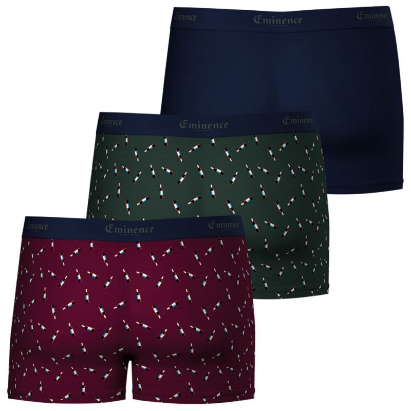 EMINENCE Lot de 3 Boxers Homme Coton MILLESIME Bordeaux Kaki Marine