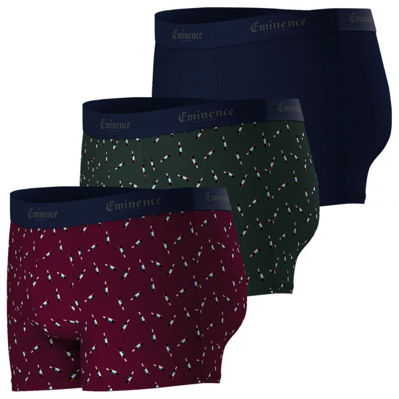 EMINENCE Lot de 3 Boxers Homme Coton MILLESIME Bordeaux Kaki Marine