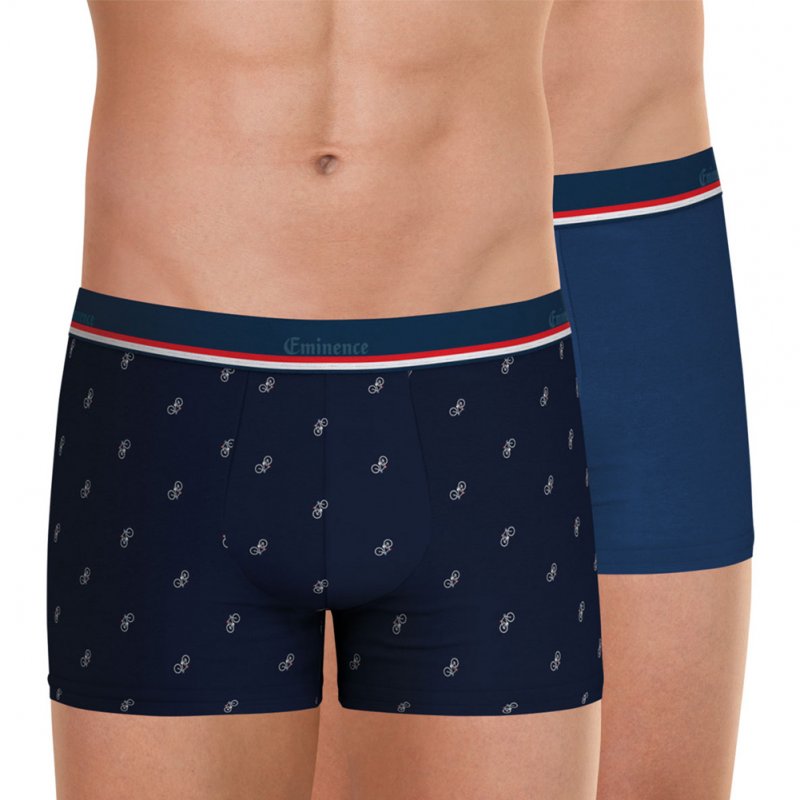 EMINENCE Lot de 2 Boxers Homme Coton FAIT EN FRANCE Vélo Bleu Pruss