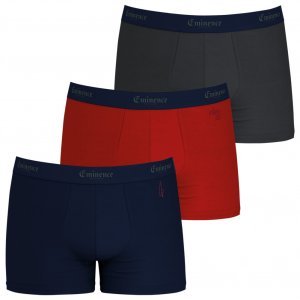EMINENCE Lot de 3 Boxers Homme Coton MILLESIME Marine Rouge gris