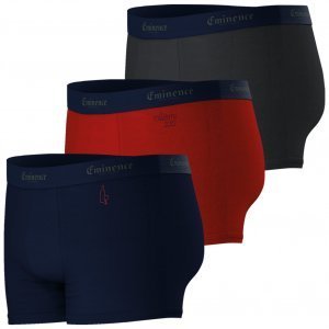 EMINENCE Lot de 3 Boxers Homme Coton MILLESIME Marine Rouge gris