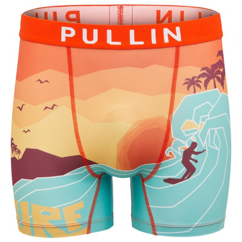 PULL IN Boxer Long Homme Microfibre FADANCINGWAVES Orange Bleu