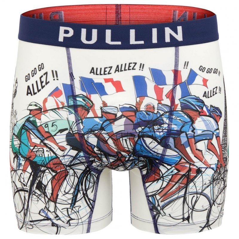 PULL IN Boxer Long Homme Microfibre FATOURDEFRANCE Blanc Bleu