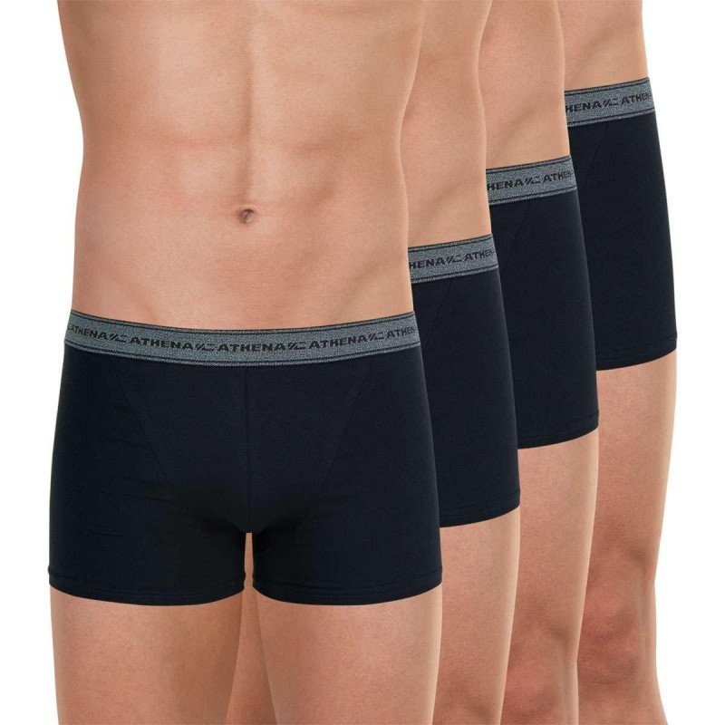 ATHENA Lot de 4 Boxers Homme Coton BASIC2 Noir