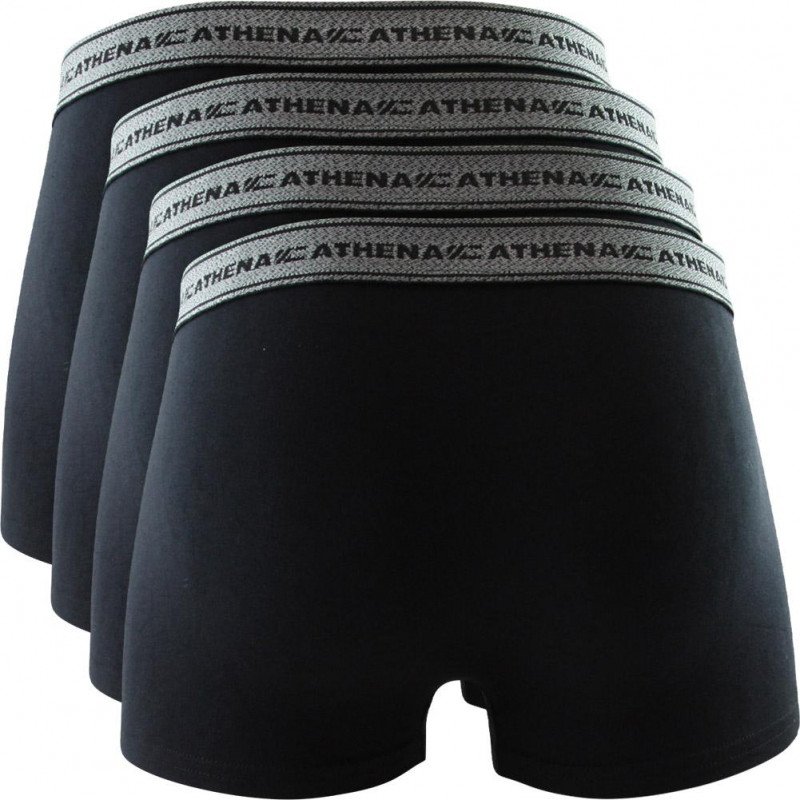 ATHENA Lot de 4 Boxers Homme Coton BASIC2 Noir