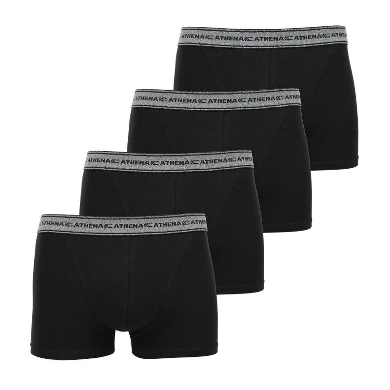 ATHENA Lot de 4 Boxers Homme Coton BASIC2 Noir