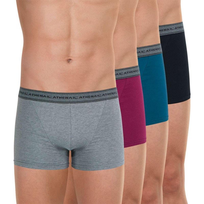 LOT DE 4 Boxer Sous-vêtements Homme BASIC2 Noir et Prune
