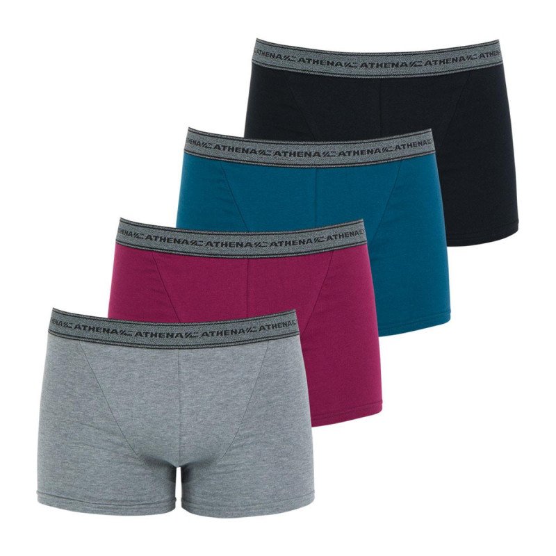 LOT DE 4 Boxer Sous-vêtements Homme BASIC2 Noir et Prune