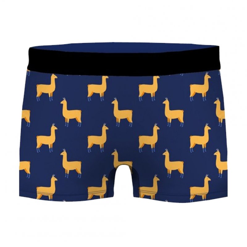 CRAZYBOXER Lot de 2 Boxers Homme Coton Bio LAMA BCBX2 ANIM Bleu Noir