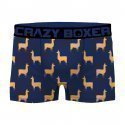 CRAZYBOXER Lot de 2 Boxers Homme Coton Bio LAMA BCBX2 ANIM Bleu Noir