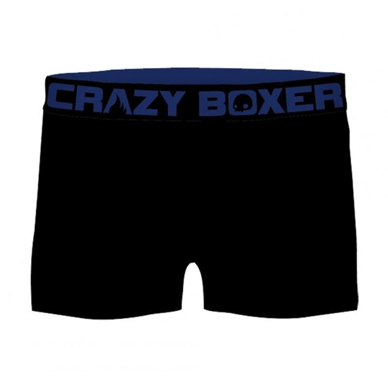 CRAZYBOXER Lot de 2 Boxers Homme Coton Bio LAMA BCBX2 ANIM Bleu Noir