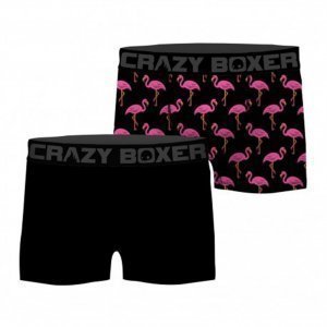 CRAZYBOXER Lot de 2 Boxers Homme Coton Bio Flamingo Noir Rose