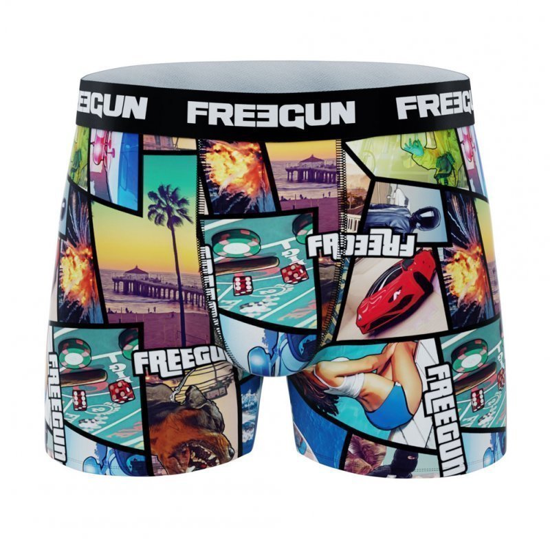 FREEGUN Lot de 3 Boxers Homme Microfibre PACKX3 L Noir Multicolore