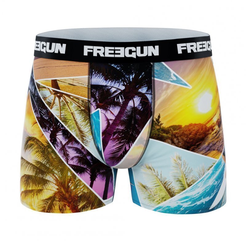 FREEGUN Lot de 3 Boxers Homme Microfibre PACKX3 L Noir Multicolore