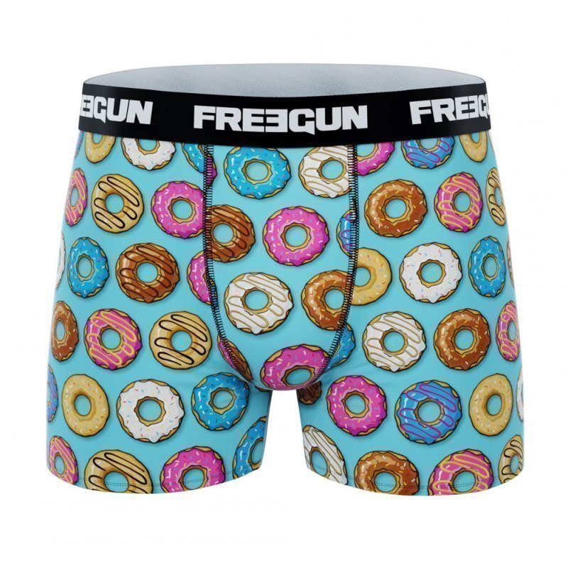 FREEGUN 3 Boxers Homme Microfibre PACKX3L Donuts Macarons Noir