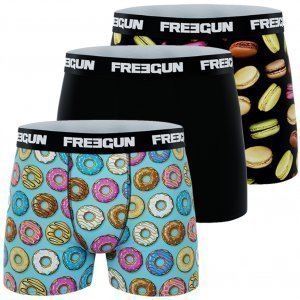 FREEGUN 3 Boxers Homme Microfibre PACKX3L Donuts Macarons Noir