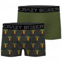 CRAZYBOXER 2 Boxers Homme Coton Bio BCBCX2 SUMM Gris Vert PALMIER