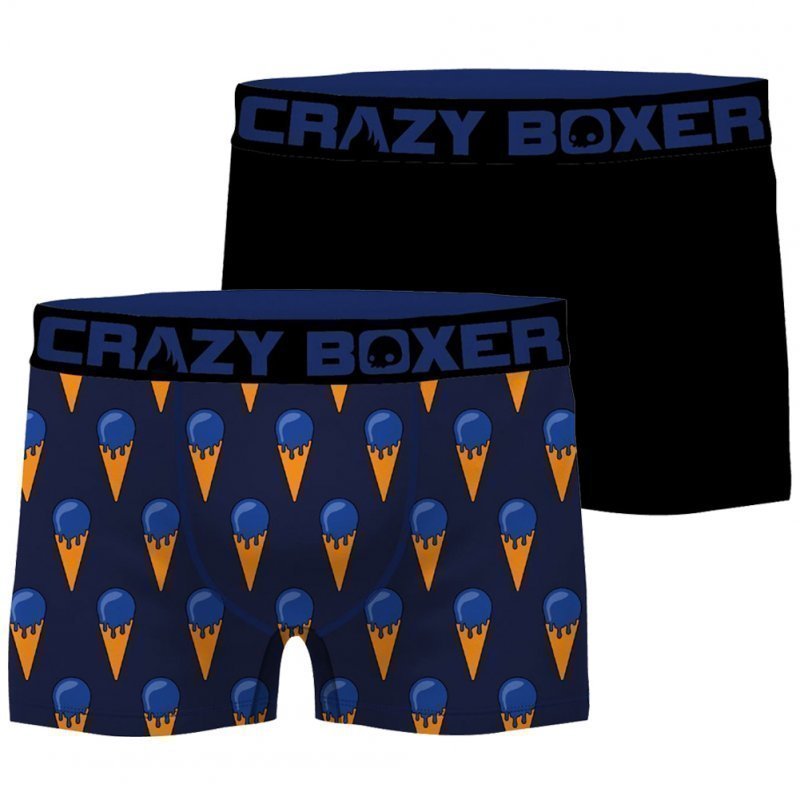 CRAZYBOXER Lot de 2 Boxers Homme Coton Bio BCBCX2 SUMM Bleu Noir GLACE