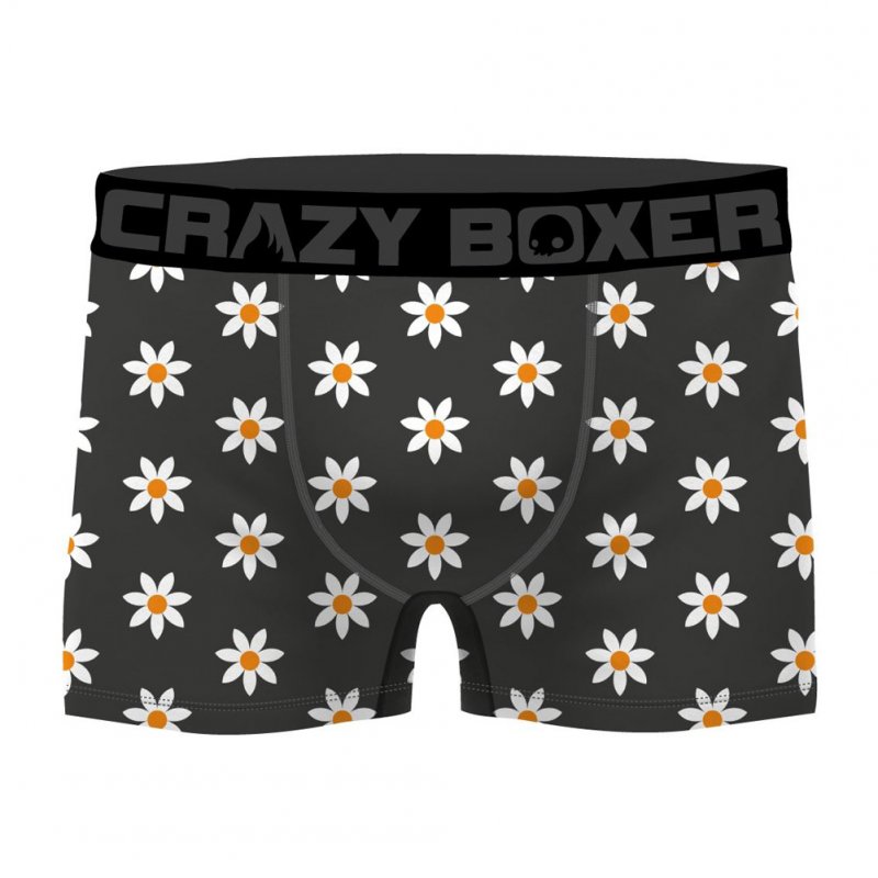 CRAZYBOXER 2 Boxers Homme Coton Bio BCBCX2 SUMM Gris Kaki FLOWER