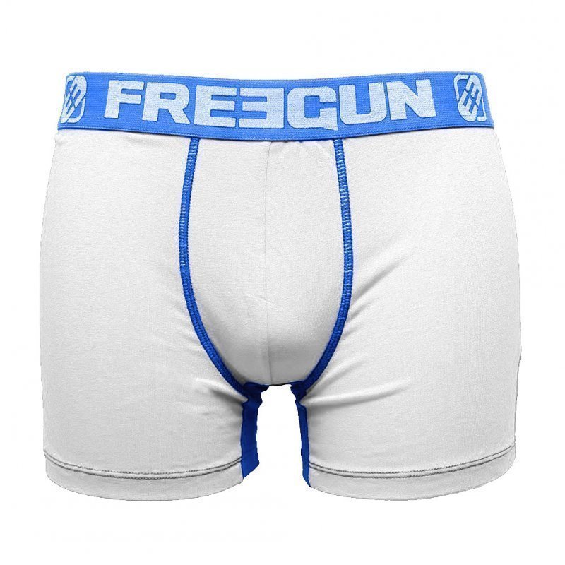 FREEGUN Boxer Homme Coton MONO J Blanc Bleu