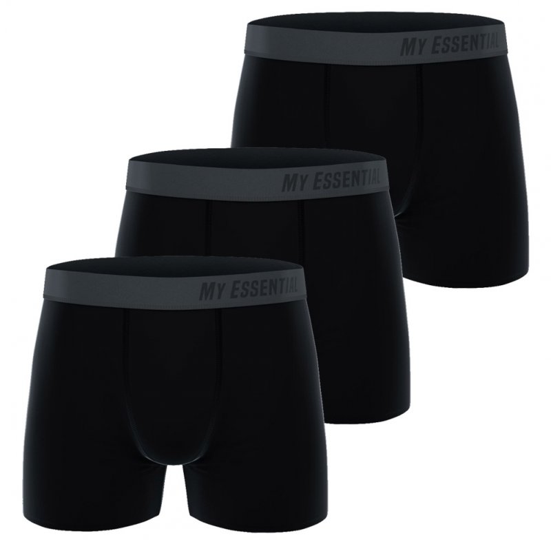 MY ESSENTIAL CLOTHING Lot de 3 Boxers Homme Coton Bio BCX3BLK Noir