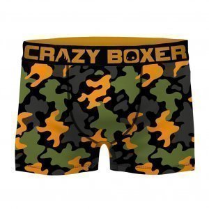 CRAZYBOXER 2 Boxers Homme Coton Bio BCBCX2 CAMO Noir Orange