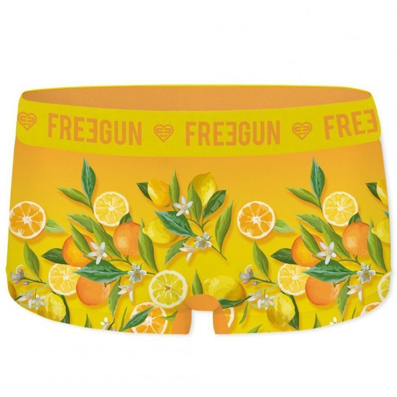 FREEGUN Boxer Femme Microfibre Citron CIT Jaune Orange