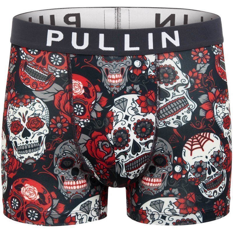 PULL IN Boxer Homme Microfibre CRANE SUGARSKULL Noir Rouge