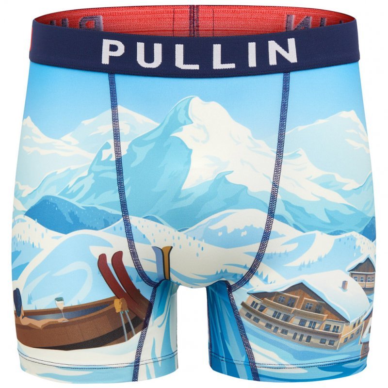 PULL IN Boxer long Homme Microfibre SKIRESORT Bleu Blanc