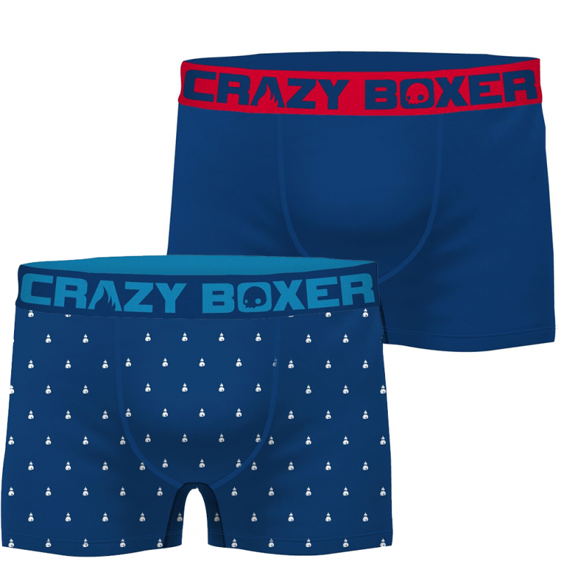 CRAZYBOXER Lot de 2 Boxers Homme Coton Bio BCBCX2 DOT Bleu Rouge