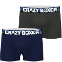 CRAZYBOXER Lot de 2 Boxers Homme Coton Bio BCBCX2 UNI2 Bleu Gris