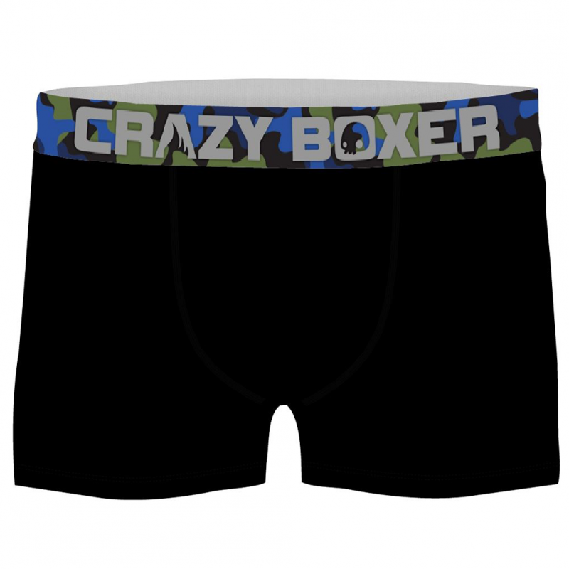 CRAZYBOXER Lot de 2 Boxers Homme Coton Bio BCBCX2 CAM2 Bleu Noir