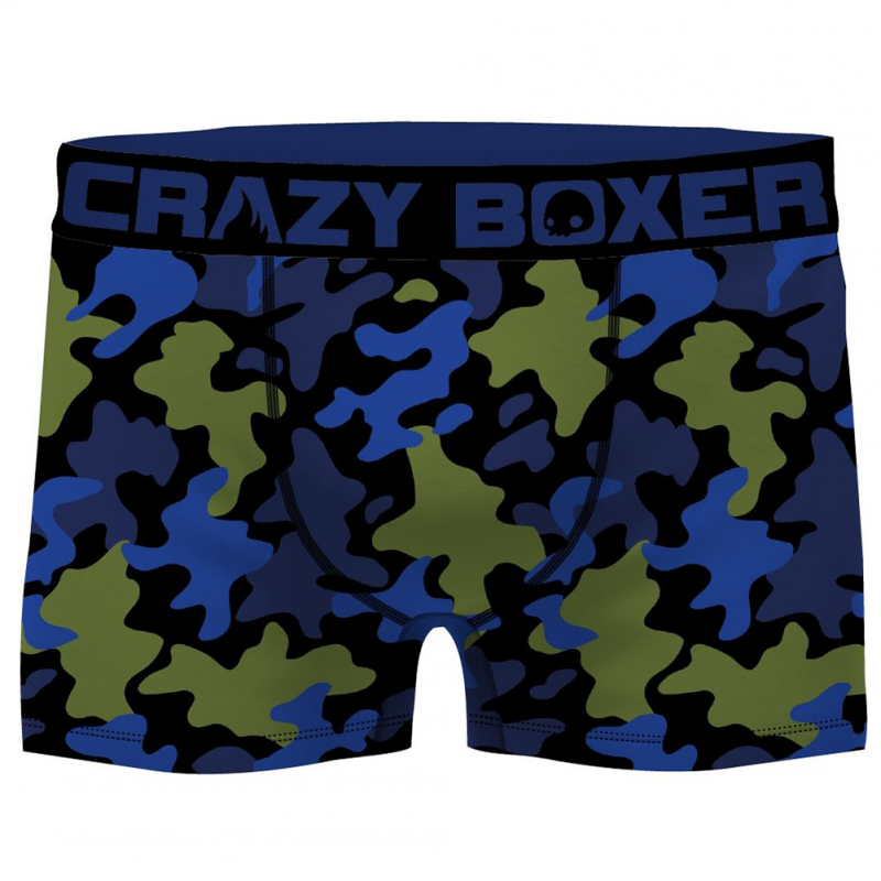 CRAZYBOXER Lot de 2 Boxers Homme Coton Bio BCBCX2 CAM2 Bleu Noir