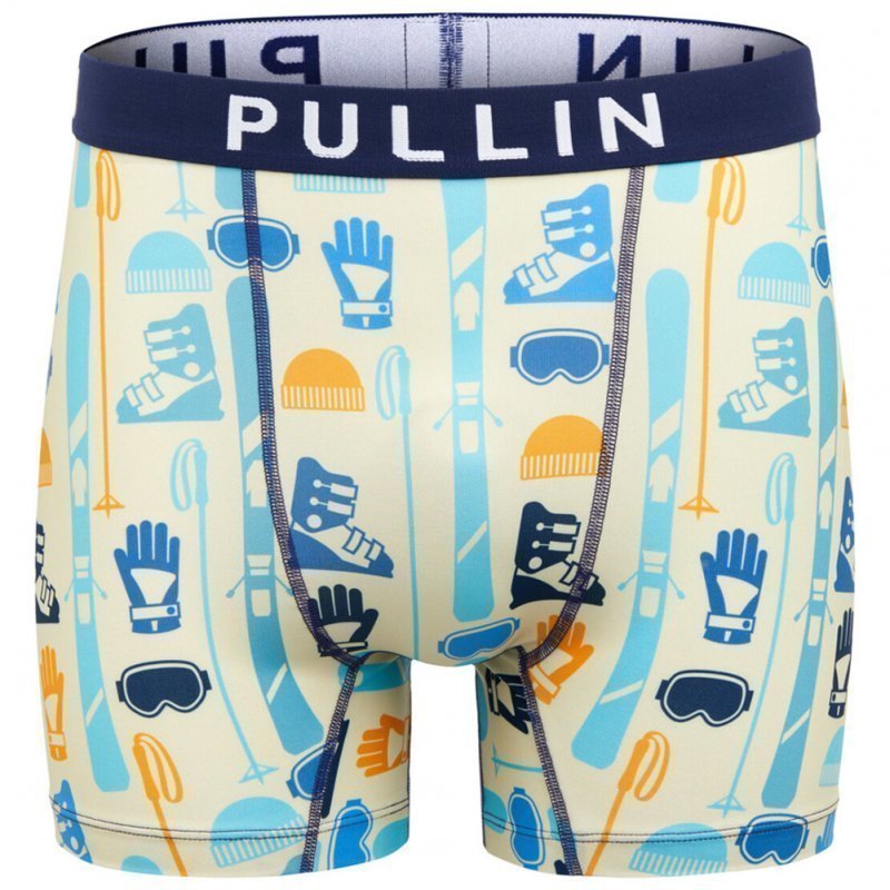 PULL IN Boxer long Homme Microfibre EQUIPMENT Beige Bleu