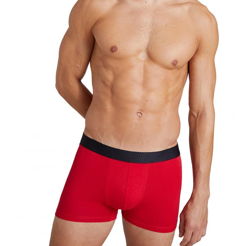 AUBADEMEN Lot de 2 Boxers Homme Coton Modal DUO HCNO Noir Rouge