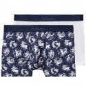 AUBADEMEN Lot de 2 Boxers Homme Coton Modal DUO ASTO Bleu Blanc